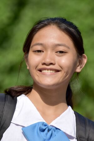 An A Smiling Youthful Girl Studentの写真素材