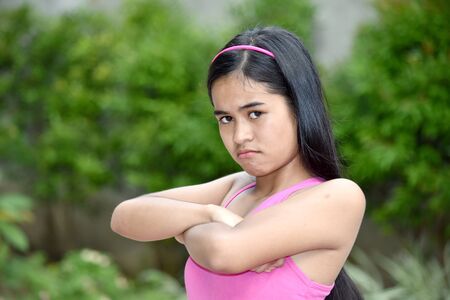 An A Stubborn Cute Asian Personの写真素材