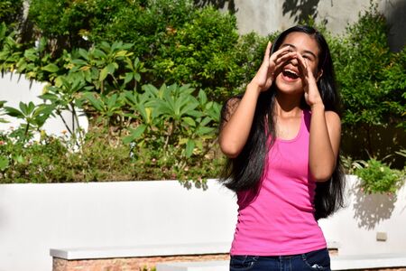 A Cute Minority Female Talkingの写真素材