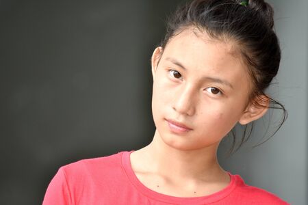 A Serious Teenager Girlの写真素材
