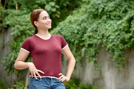 Beautiful Redhead Female And Happiness Standingの写真素材