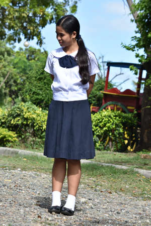 Asian Female Student In School Uniformの写真素材