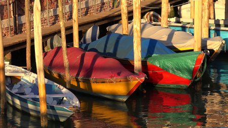 Row Boats At Dock Or Pierの写真素材