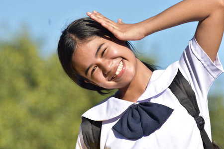A Happy Pretty School Girlの写真素材