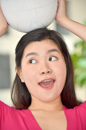 A Filipina Female Volleyball Player Posingの写真素材
