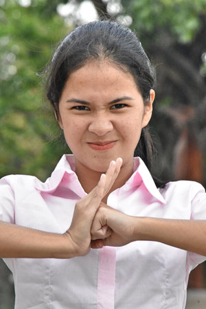 An Asian Female And Anger Portraitの写真素材