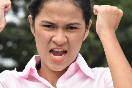 An Upset Young Filipina Person Closeupの写真素材