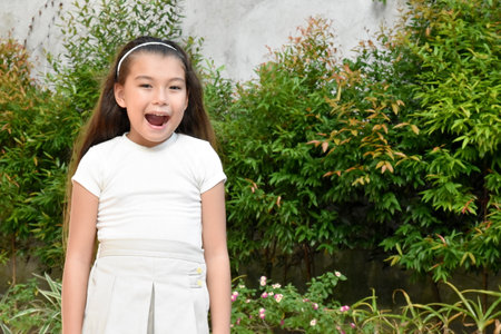A Minority Girl And Laughter Outsideの写真素材