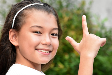 A Proud Diverse Female Kid Outdoorsの写真素材