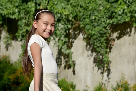 A Filipina Girl And Happiness Outdoorsの写真素材