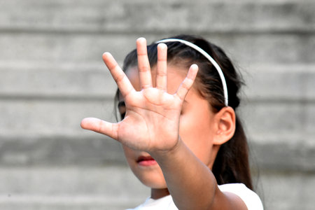 A Fearful Asian Female Childの写真素材