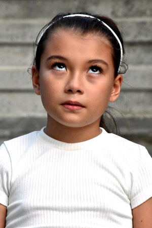 An Apathetic Female Asian Childの写真素材