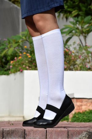 Teen Female Student Wearing White Socksの写真素材
