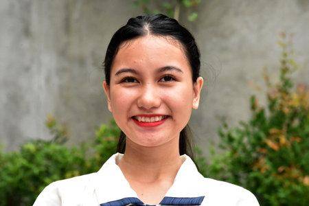 A Smiling Asian Woman Headshotの写真素材