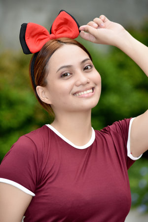 Adorable Beautiful Diverse Woman Wearing Tshirtの写真素材