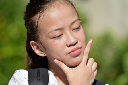 A Thinking Filipina Student Teenagerの写真素材