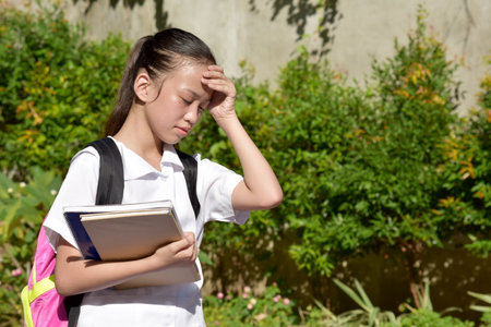 A Female Student And Anxietyの写真素材