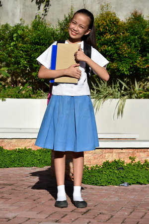 Intelligent Diverse Female Student Wearing Uniform Standingの写真素材