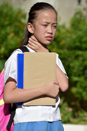 Filipina Girl Student With Sore Throatの写真素材