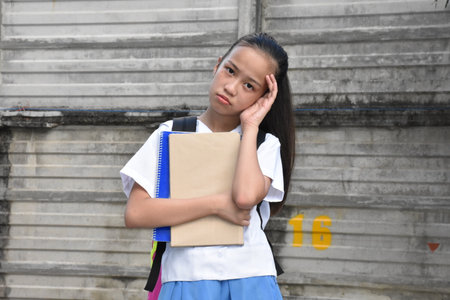 A School Girl And Sadnessの写真素材