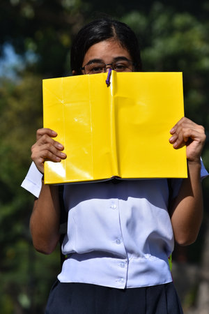 A Female Student And Shynessの写真素材