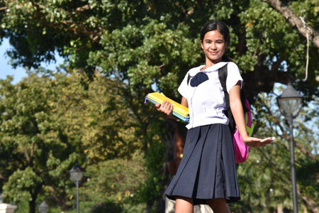 Posing Cute Minority School Girl Student Teenagerの写真素材