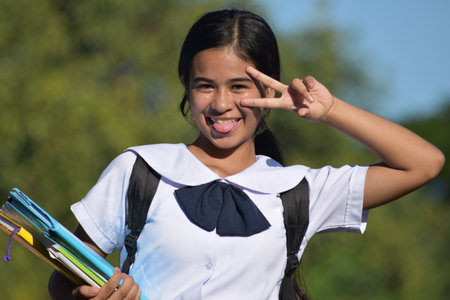 Youthful Filipina Girl Student And Happinessの写真素材