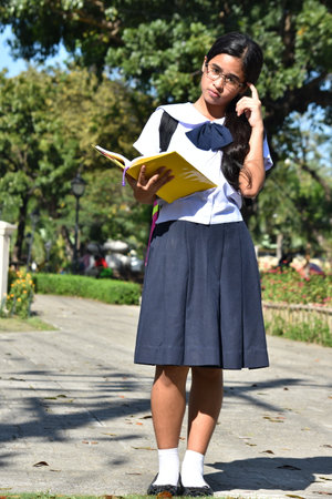 A Girl Student And Confusion Standingの写真素材