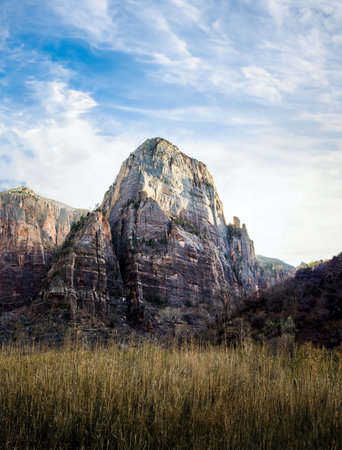 the great white throne at Zion national parkの写真素材