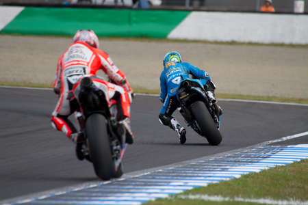 MOTEGI, JAPAN - OCTOBER 2: Spanish Suzuki rider Alvaro Bautista during final race at 2011 MotoGP of...