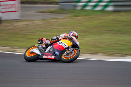 MOTEGI, JAPAN - OCTOBER 2: Australian Honda rider Casey Stoner during final race at 2011 MotoGP of Japan on October 2, 2011 in Motegi, Japan.のeditorial素材