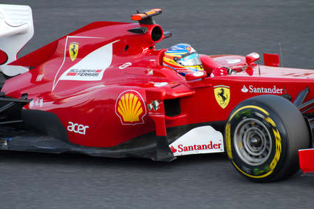 SUZUKA, JAPAN - OCTOBER 7 : Fernando Alonso of Ferrari during free practice at 2011 Formula 1 Japanese Grand Prix on October 7, 2011 in Suzuka, Japan.のeditorial素材