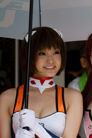 SUZUKA, JAPAN - JULY 31 : Unidentified Pit Babes of Forward Racing Team in the paddock at 2011 Suzuka 8 hours World Endurance Championship Race, on July 31, 2011 in Suzuka Circuit, Japan.のeditorial素材