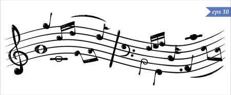 Musical notes in flowing design of elements in realistic style, vector illustrationの写真素材