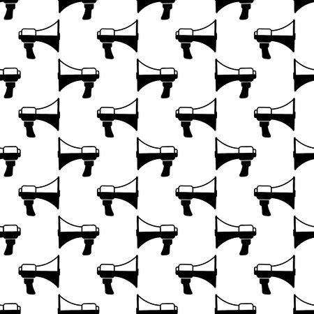 Black megaphone seamless pattern wallpaper, black and white design, vector Illustrationのイラスト素材