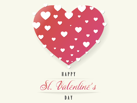 St. Valentine's Day, Big heart greeting card, white hearts design, vector illustrationのイラスト素材