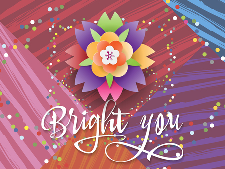 Bright you, greeting card, vector illustration with colorful background.のイラスト素材