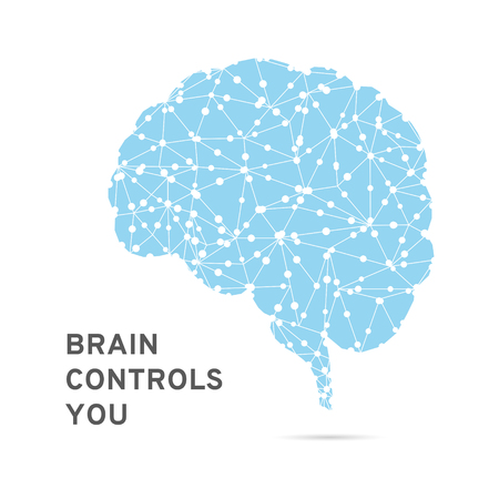 Human brain in low poly style, concept illustration on paper texture background. White background concept. Vector illustrationのイラスト素材