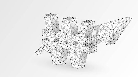 Growth arrow chart, South Korean Won currency sign, Polygonal business, success, finance concept. Abstract, digital, wireframe low poly mesh vector white origami 3d illustration. Triangle line dotのイラスト素材