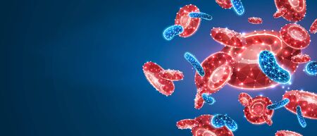 Erythrocytes or red blood cells. Human vascular system, microscopic cells world concept. Abstract...