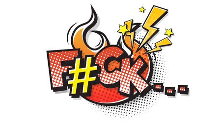 Fuck, wtf halftone expression text on a Comic fire bubble. Vector illustration of a bright and...