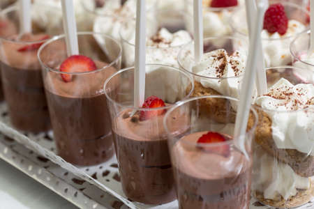 dessert catering in glasses