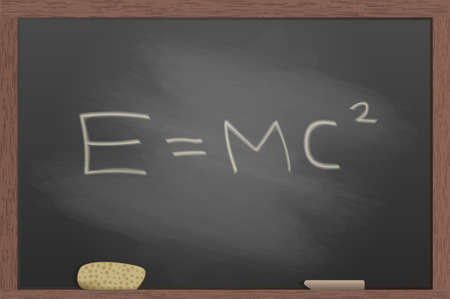 blackboard with formula in wooden frame isolated over white backgroundのイラスト素材