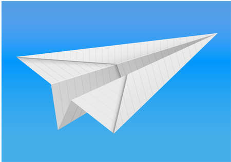 illustration of origami paper airplane on white background linen paperのイラスト素材