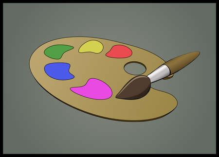 Stylized flat illustration of Brush and Color Palleteのイラスト素材