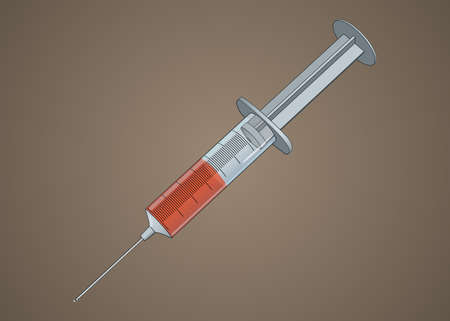 colored medical plastic syringe with liquid iron needleのイラスト素材