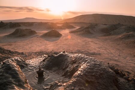 Mud volcano in Azerbaijan country as one of attraction place. Natural fenomen.