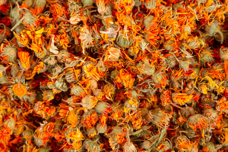 A lot of dried flowers for tea to add. Antioxidant natural herb mix. Background with dried flowers...