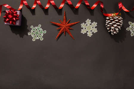 Background for Christmas greeting card or list of gifts for celebrating. Copy space for text, new...