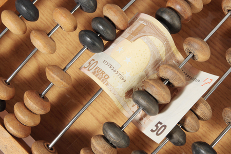 Fifty euro in abacusの写真素材